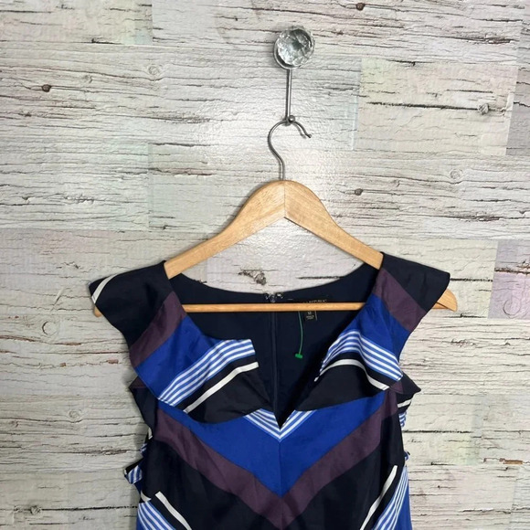 Banana republic size 12 purple blue dress midi striped - Picture 4 of 8